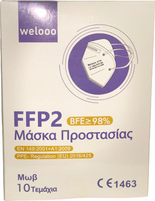 Welooo Disposable Protective Mask FFP2 BFE >98% Purple 10pcs