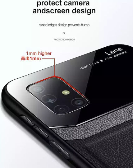 Bodycell Plexiglass Back Cover Δερματίνης Μαύρο (Galaxy A51)