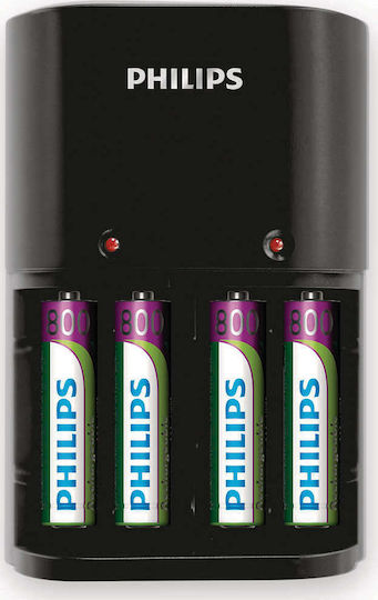 Philips MultiLife Charger 4 Batteries Ni-MH Size AA/AAA Set with 4x AAA 800 mAh