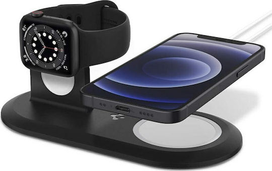 Spigen MagFit Duo Βάση Φόρτισης MagSafe σε Μαύρο χρώμα