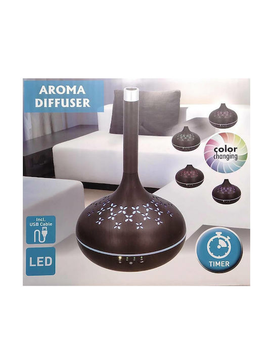 Led Συσκευή Αρωματοθεραπείας Υπερήχων AJ-038 με Χρονοδιακόπτη Καφέ 400ml