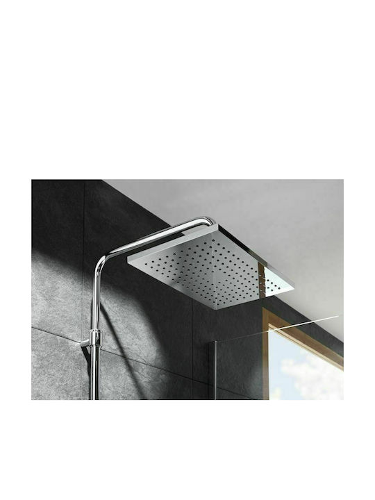 Roca Verstellbare Duschsäule mit Wannenbatterie 125,3-165,3cm Silber