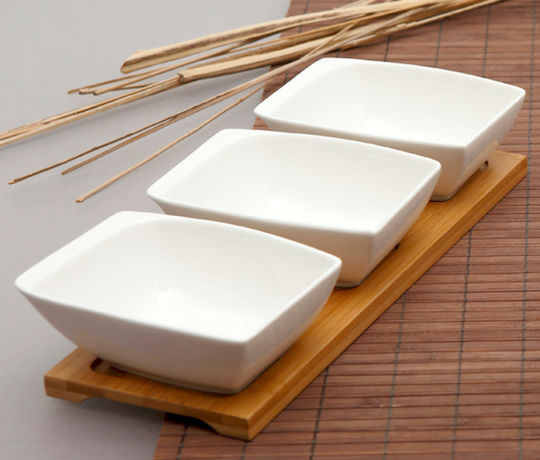 Cryspo Trio Porzellan Ordnungshüter 3 Schlitze mit Basis Weiß W13xL30cm 1Stück