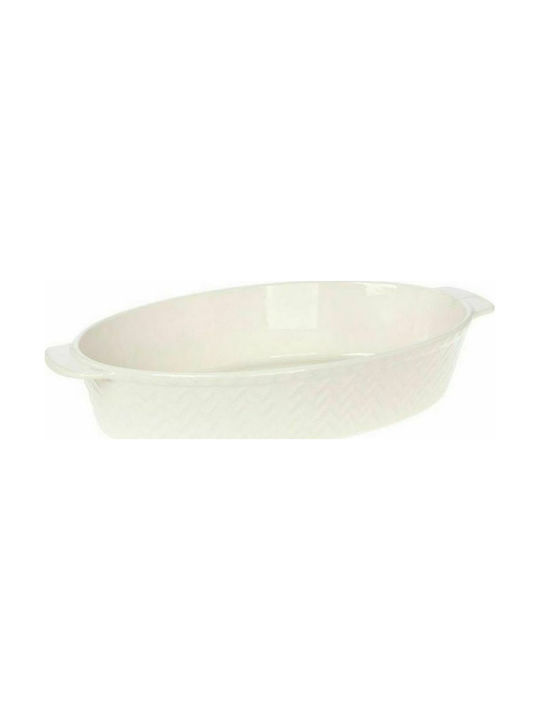 Cryspo Trio Zik-Zak Oval Vas rezistent la căldură Ceramică 36x22x8cm 1buc Cream