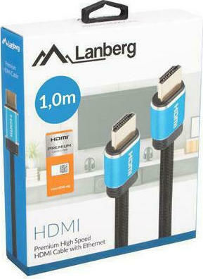 Lanberg HDMI 2.0 Geflochten Kabel HDMI-Stecker - HDMI-Stecker 1m Schwarz