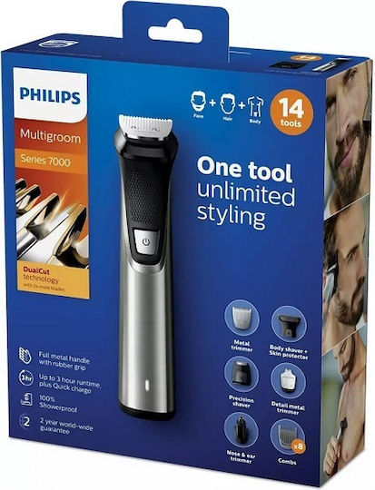 Philips Multigroom Series 7000 Set of Rechargeable Hair Clippers Black/Silver MG7720/15