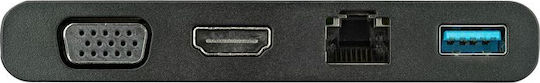 StarTech USB-C / USB-A Docking Station με HDMI 4K Ethernet Μαύρο (DKT30CHVCM)