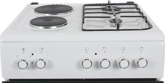 Diplomat ELC-600G Κουζίνα 64lt με Εστίες Υγραερίου & Ρεύματος Π60εκ. Λευκή