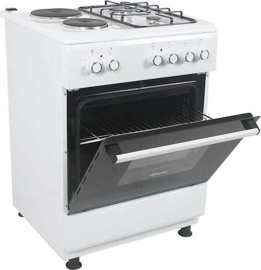 Diplomat ELC-600G Κουζίνα 64lt με Εστίες Υγραερίου & Ρεύματος Π60εκ. Λευκή