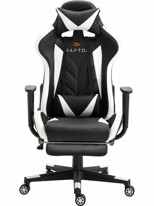 Raptor Stellar Artificial Leather Gaming Chair with Footrest White