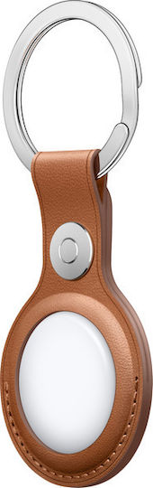 Apple Leather Key Ring Leather Keychain Case for AirTag Saddle Brown