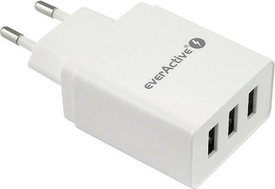 everActive Charger Without Cable with 3 USB-A Ports 17W Whites (SC-300)