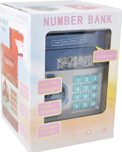 Electronic with Security Code Children's Money Box Plastic Blue 13.5x12.5x19cm