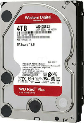 Western Digital Red Plus 4TB HDD Hard Drive 3.5" SATA III 5400rpm with 128MB Cache for NAS