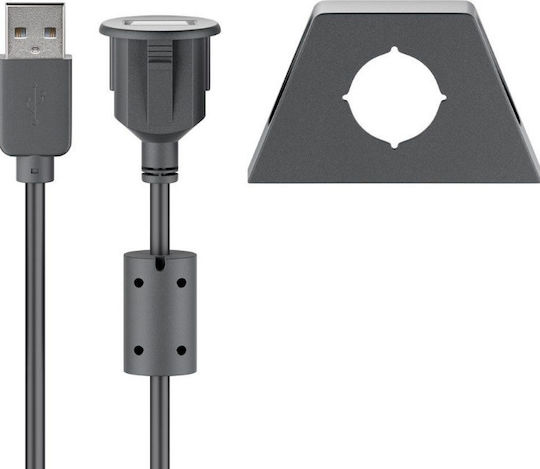 Ampire USB 2.0 Cablu USB-A - USB-A female Negru 0.6m XUB060