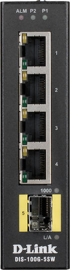 D-Link DIS‑100G‑5SW Negestionat L2 PoE Switch cu 4 Porturi Ethernet și 1 Port SFP