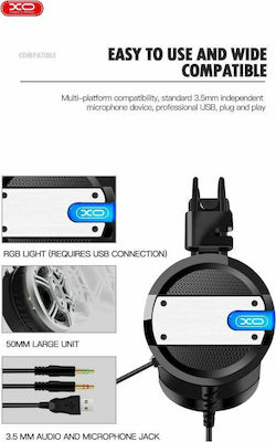 XO GE-02 Over Ear Gaming Headset with Connection 2x3.5mm / USB