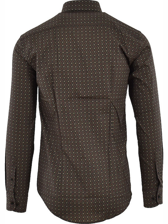 Guardaroba Men's Shirt Long Sleeve Cotton Brown