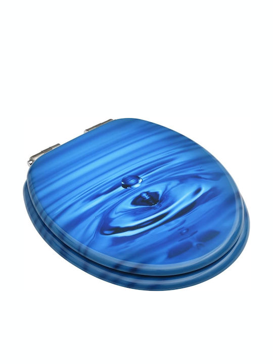 vidaXL Wooden Soft Close Toilet Seat Blue Drops 43.7cm