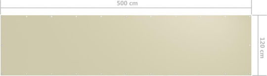 vidaXL Rectangular Shade Divider Ecru in Roll With Hoop & with PU Coating 1.2x5m made of Oxford fabric