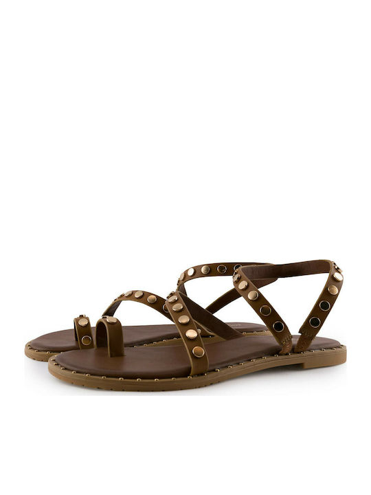 Migato Women's Flat Sandals in Tabac Brown Color