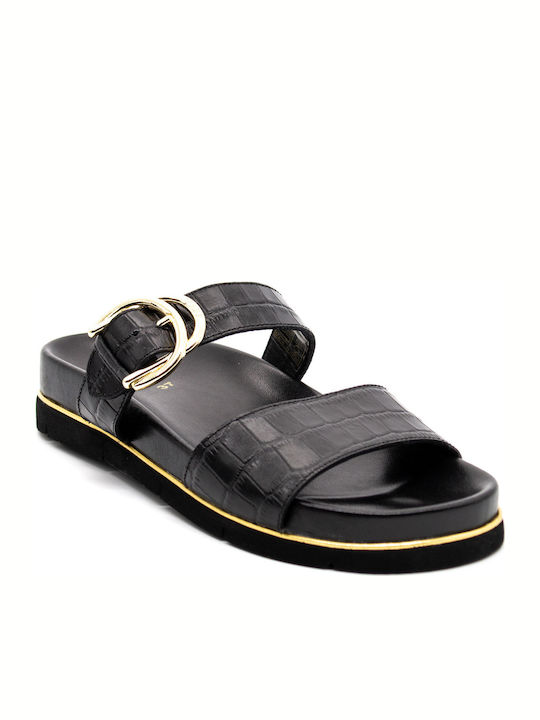 Mexx Leather Women's Flat Sandals Flatforms in Black Color MXOM0026W-1000