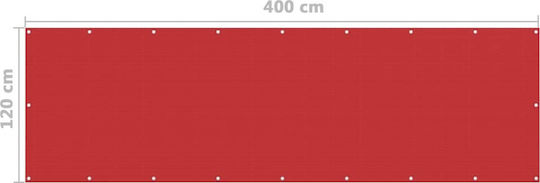 vidaXL Schattentrennwand Rot Mit Hoop 1.2x4m 160gr/m² hergestellt aus HDPE