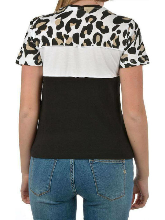 Fila Anokia Γυναικείο Αθλητικό T-shirt Animal Print Μαύρο