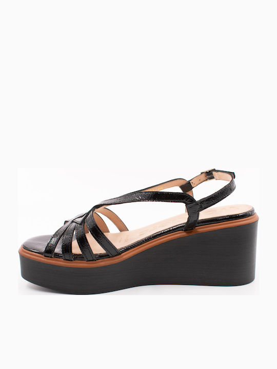 Women's Leather Platform Shoes Black