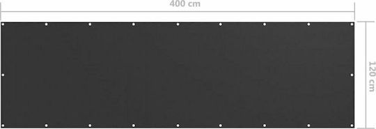 vidaXL Rectangular Shade Divider Gray in Roll With Hoop & with PU Coating 1.2x4m made of Oxford fabric