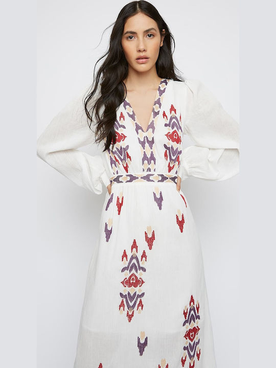 Summer Maxi Dress with Ruffles White