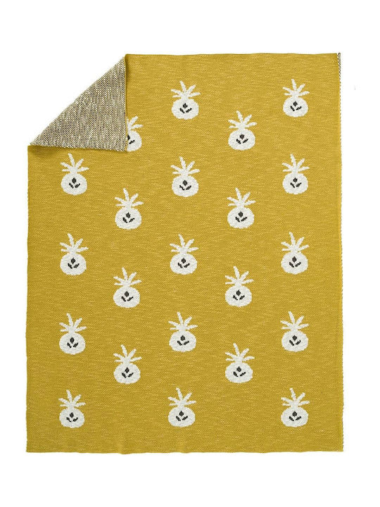 Fresk Blanket Nursery Swaddling Blankets Pineapple Knitted Yellow 80x100cm