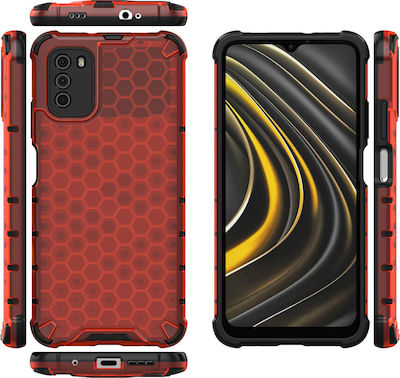 Hurtel Honeycomb Silicone Back Cover Durable Red (Poco M3 / Redmi 9T)