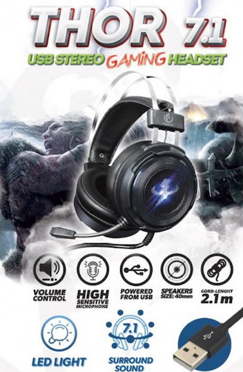 Rebeltec Thor 7.1 Over Ear Gaming Headset with Connection USB