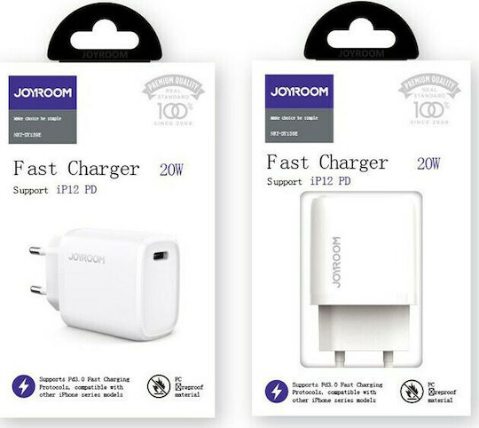 Joyroom Φορτιστής Χωρίς Καλώδιο με Θύρα USB-C 20W Power Delivery Λευκός (NRT-DY139E)