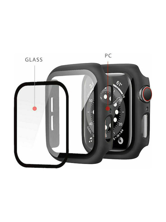 Tech-Protect Defense 360 Plastic Case with Glass in Black color for Apple Watch 44mm