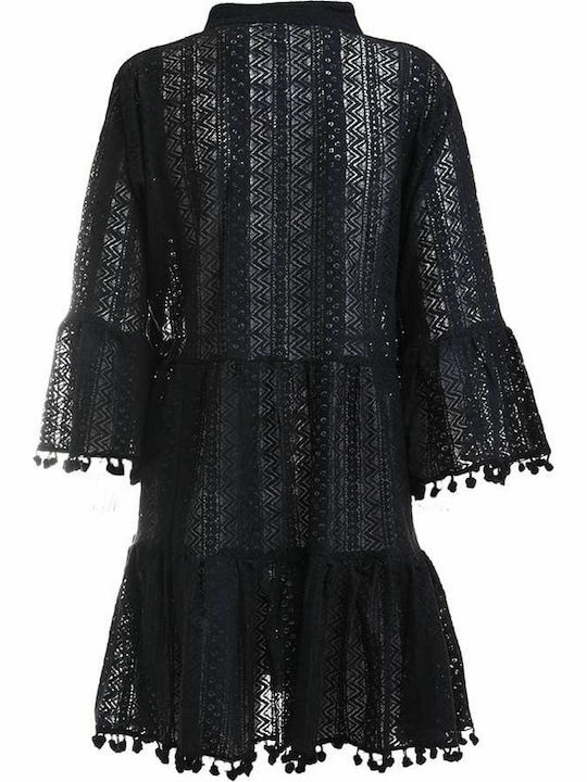 Ble Resort Collection Γυναικείο Κοντό Φόρεμα Παραλίας Μαύρο