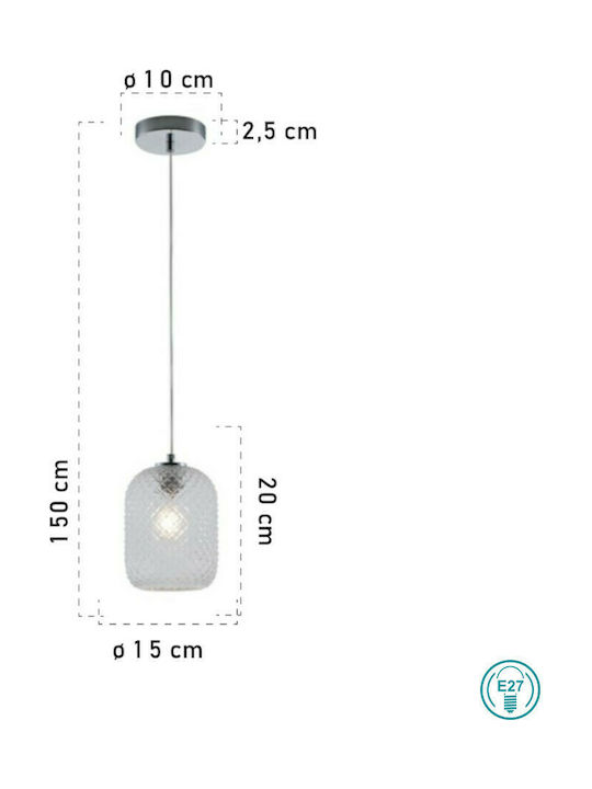 Fan Europe Ashford-S15 Pendant Light Single-Light for Socket E27 Transparent I-ASHFORD-S15 TR