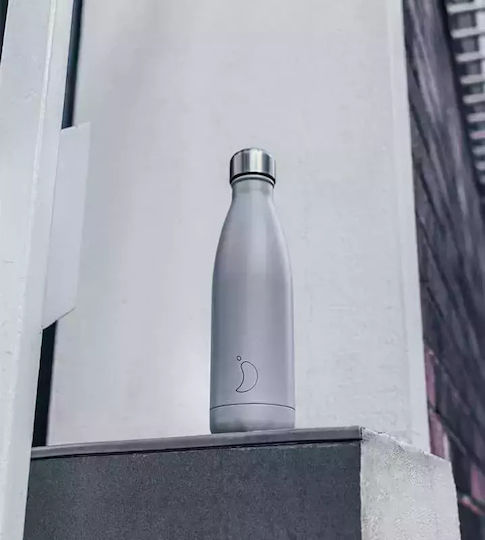 Chilly's Monochrome Bottle Thermos Stainless Steel BPA Free 500ml Gray
