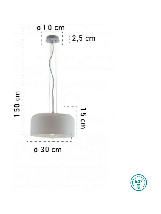 Fan Europe Gibus-S30 Pendant Light Single-Light Bell for Socket E27 White I-GIBUS-S30 BCO