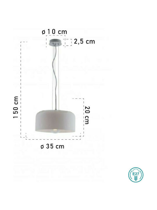 Fan Europe Gibus-S35 Pendant Light Single-Light Bell for Socket E27 White I-GIBUS-S35 BCO