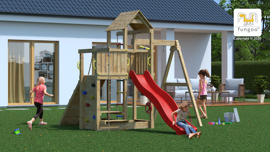 Fungoo Wooden Play Tower Activer with Climbing Surface Multicolour for 3+ Years