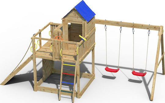 Fungoo Wooden Play Tower Treehouse with Climbing Surface Multicolour for 3+ Years