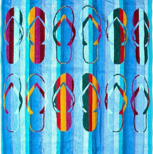 Dimcol Flip Flop 107 Bumbăcită Albastru Deschis Cu Franjuri 170x90cm