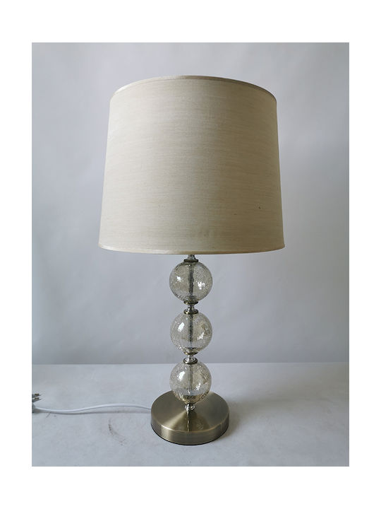 Karvounis Metall Tischlampe mit Beige Schirm und Transparent Basis