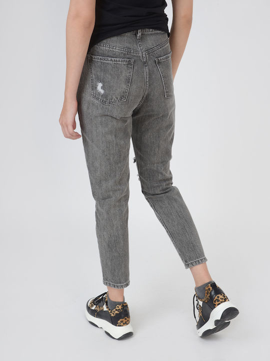 Funky Buddha Women's Jean Trousers with Rips in Slim Fit Gray