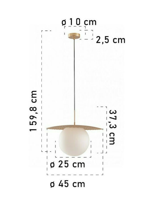 Fan Europe Chaplin-S45 Pendant Light Single-Light for Socket E27 Gold I-CHAPLIN-S45 ORO