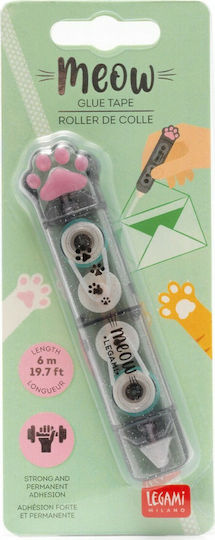 Legami Milano Κόλλα Roller Meow Glue Tape Διάφανη Ταινία Κόλλας 6m για Χειροτεχνίες 2τμχ