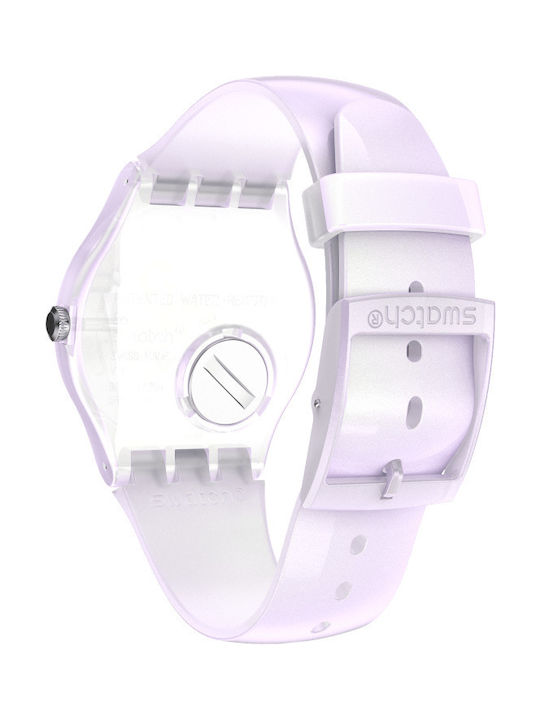 Swatch Pink Mist Herrenuhr 41mm Batterie mit Rosa Kautschukarmband