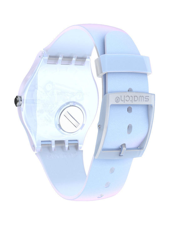 Swatch Flowerscreen Γυναικείο Ρολόι 41mm Μπαταρίας με Μπλε Καουτσούκ Λουράκι